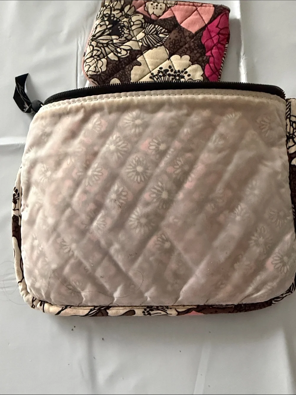 Vera Bradley Pink Floral Quilted Cosmetic Pouch Duo